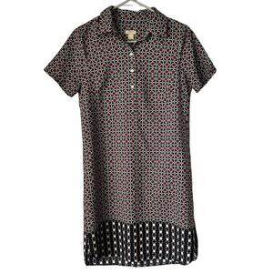 J. Crew Geometric Button Classic Knee Length Shirt Dress 2 Oxford Classic Preppy